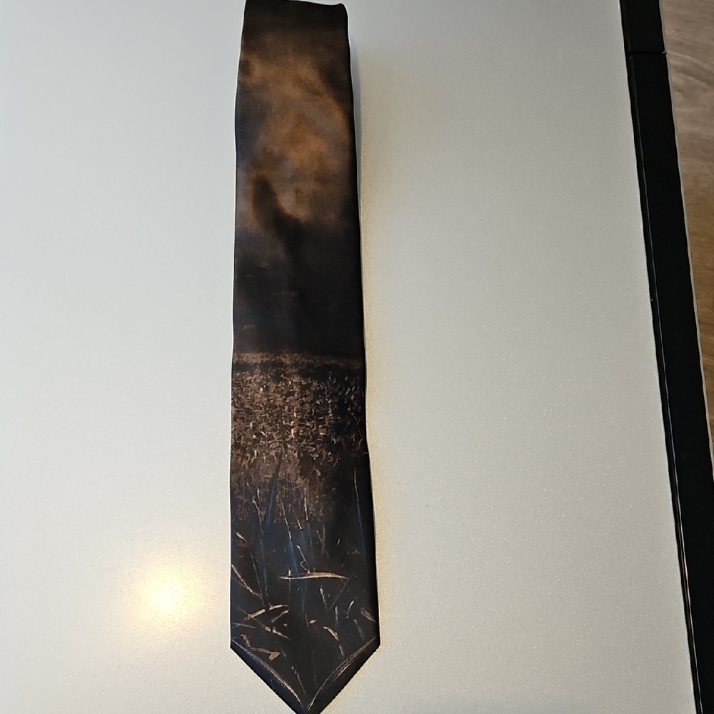 Sophisticated Black and Brown Men's Tie - Picture 4 of 4
